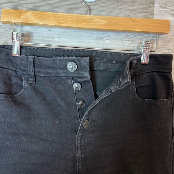 American Eagle Outfitters High Rise Black Button Fly Skinny Jeans - Picture 7 of 7